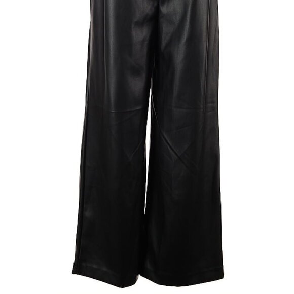 Black faux leather wide leg pants Ann Taylor LOFT, size 4 - Picture 7 of 8
